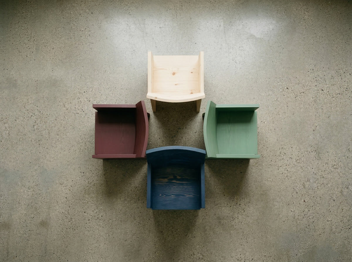 Bois Geometric Slab Armchair — All Colorways: Vert, Nuit, Brique, Naturel