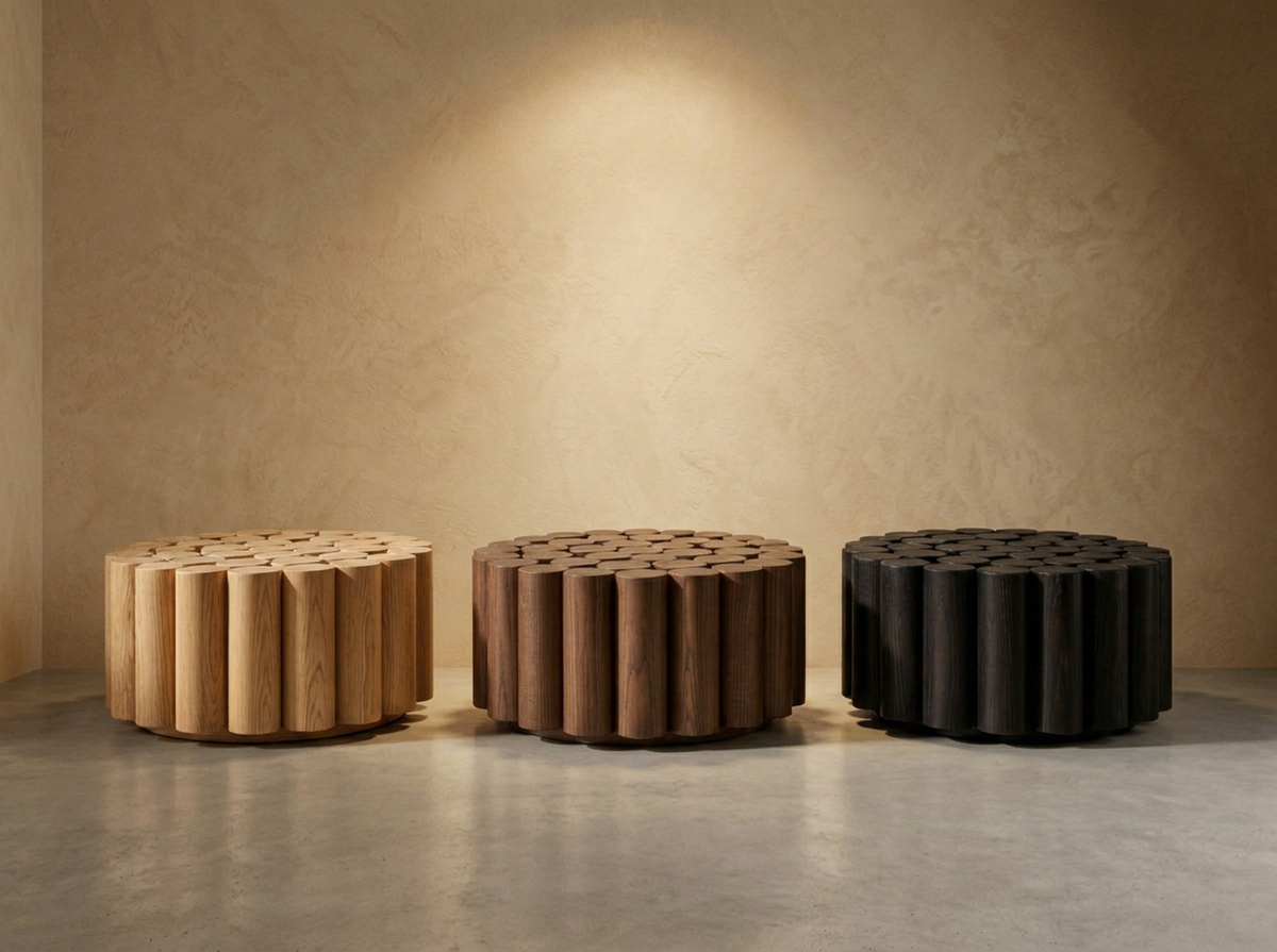Ceppo Tondo Round Coffee Tables in Naturale, Noce and Carbone