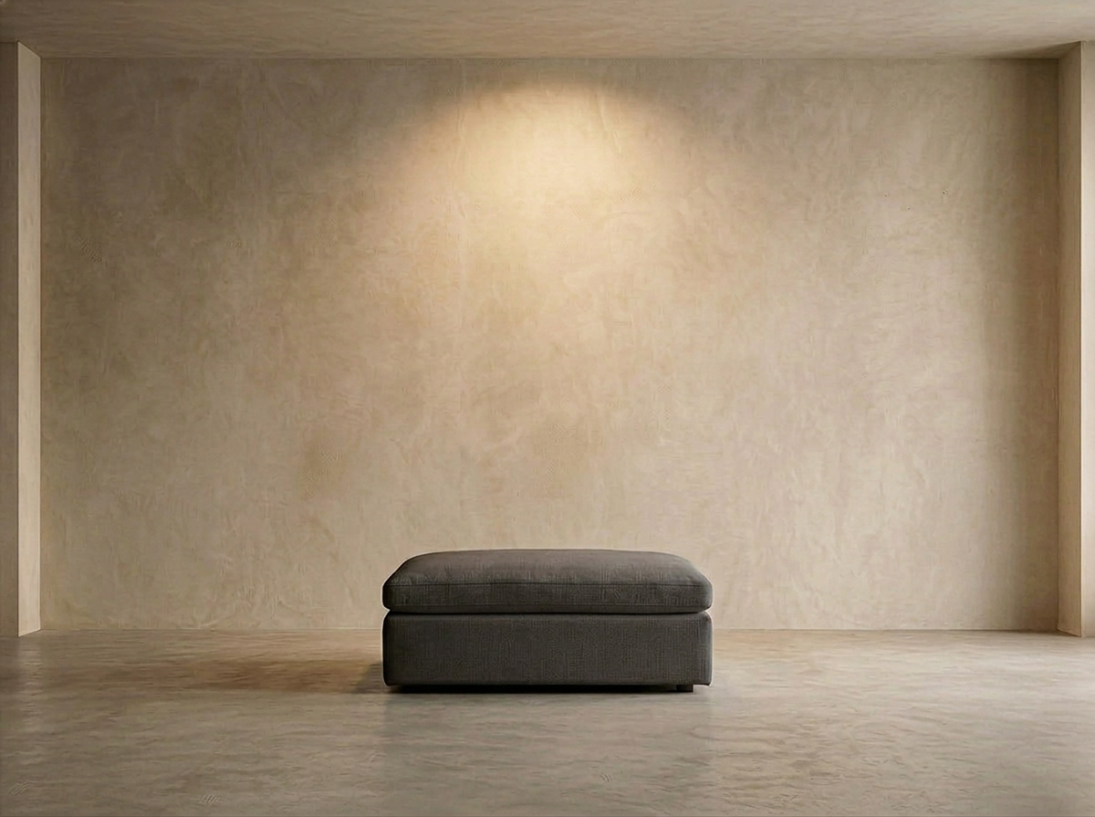 Cushing Ottoman — Graphite Linen