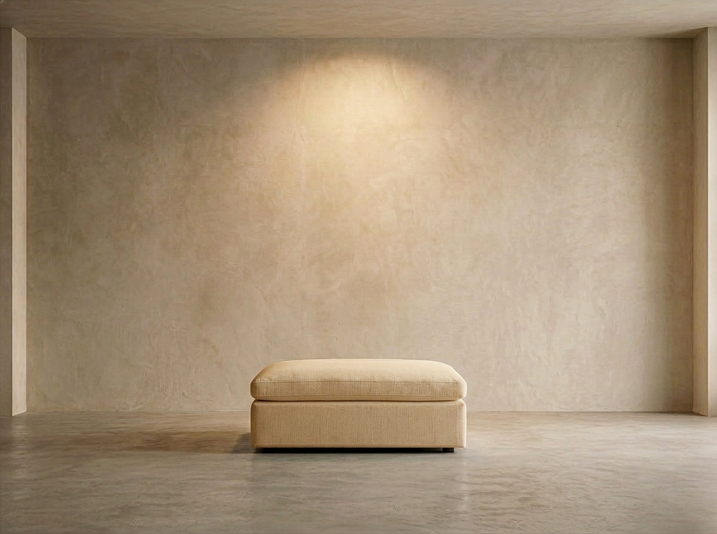 Cushing Ottoman — Ivory Linen
