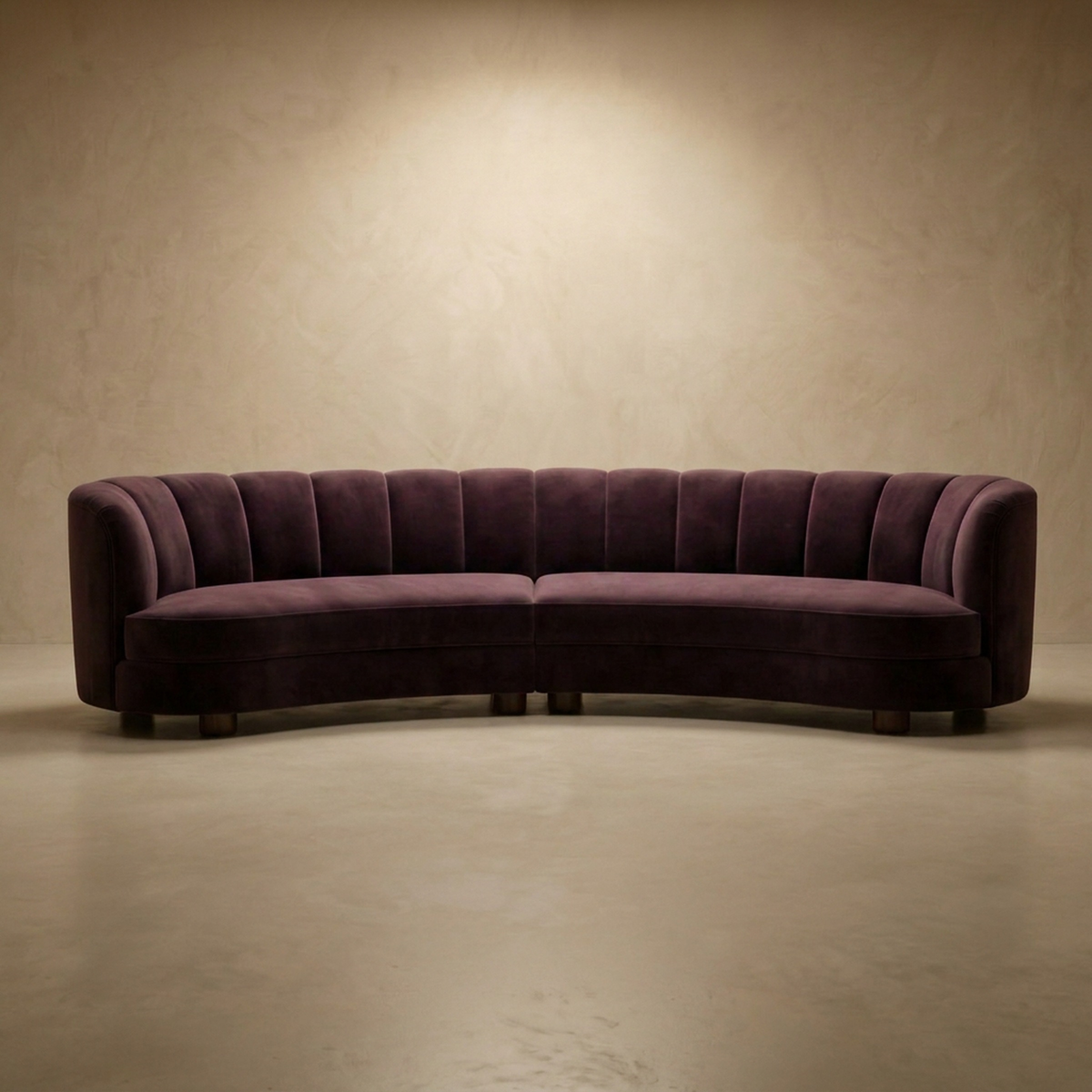 Galbe Curved Crescent Sofa — Prune