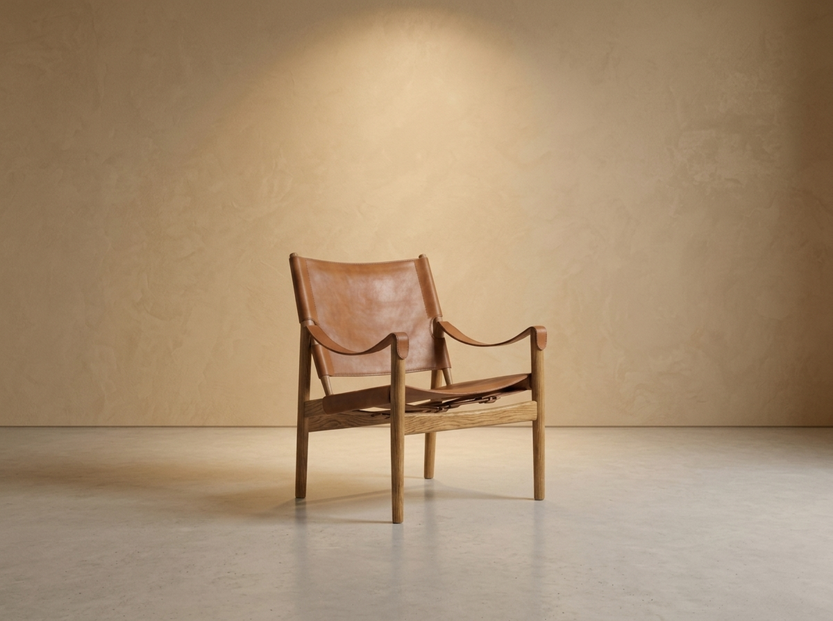 Selle Leather Sling Armchair — Fauve