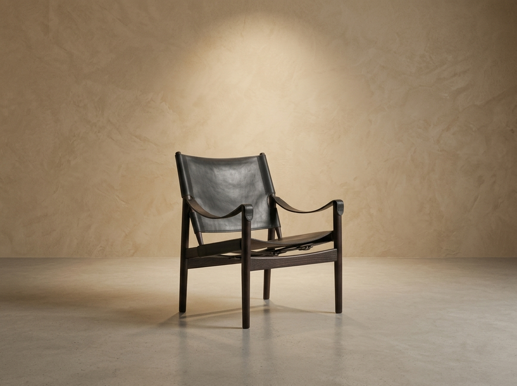 Selle Leather Sling Armchair — Noire